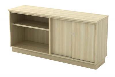 Open Shelf + Sliding Door Low Cabinet