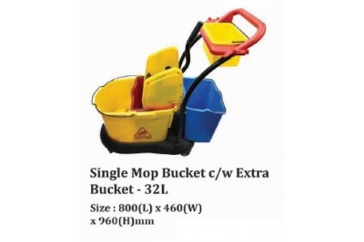 Single Mop Bucket c/w Extra Bucket - 32L