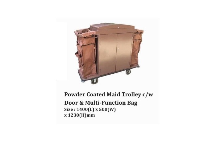 Powder Coated Maid Trolley c/w Door & Multi-Function Bag