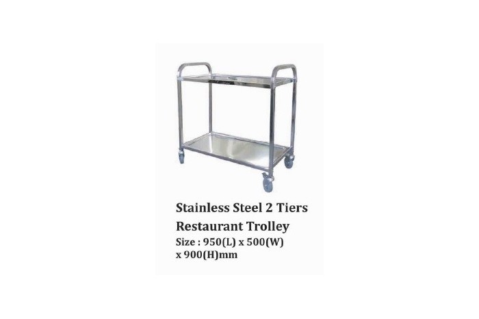 Stainless Steel 2 Tiers Restaurant Trolley