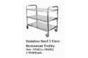 Stainless Steel 3 Tiers Restaurant Trolley