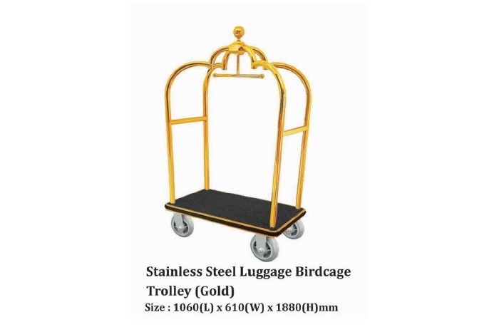 Stainless Steel Luggage Birdcage Trolley (Gold)