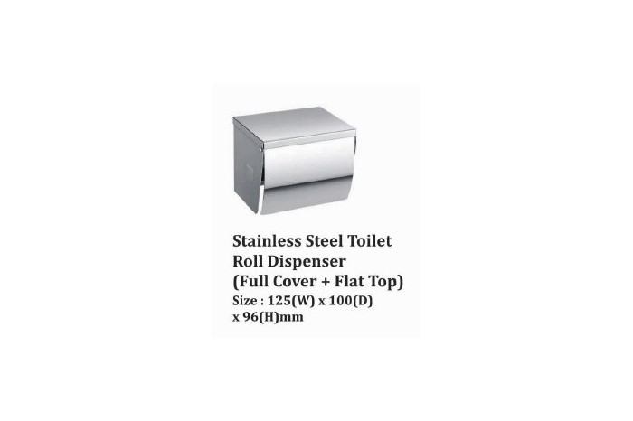 Stainless Steel Toilet Roll Dispenser (Full Cover + Flat Top)