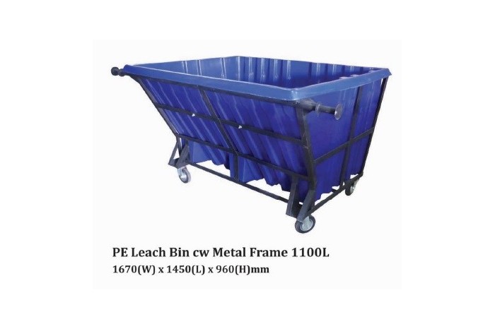 PE Leach Bin cw Metal Frame 1100L