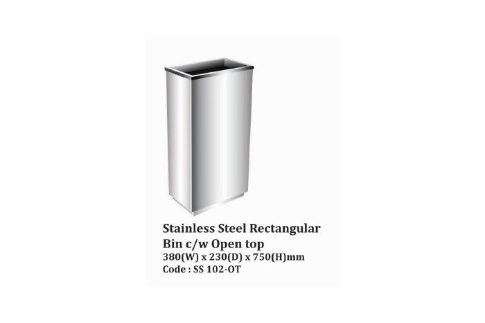 Stainless Steel Rectangular Bin c/w Open Top