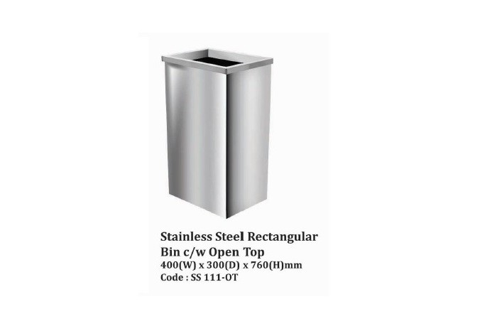 Stainless Steel Rectangular Bin c/w Open Top