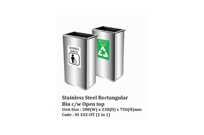 Stainless Steel Rectangular Bin c/w Open Top