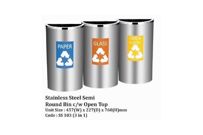 Stainless Steel Semi Round Bin c/w Open Top