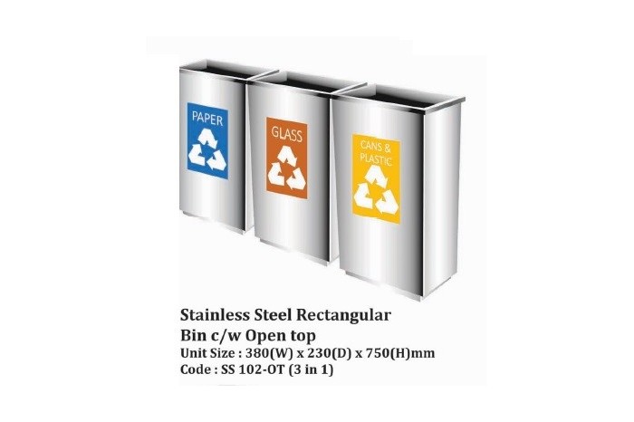 Stainless Steel Rectangular Bin c/w Open Top