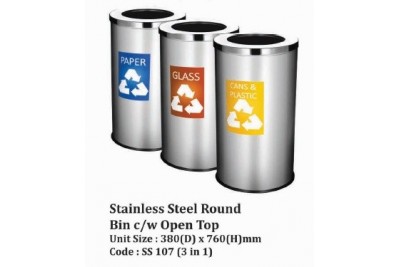 Stainless Steel Round Bin c/w Open Top