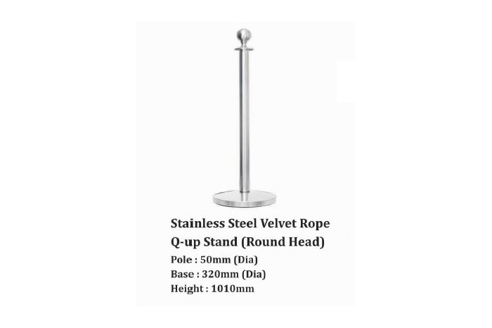 Stainless Steel Velvet Rope Q-up Stand (Round Head)