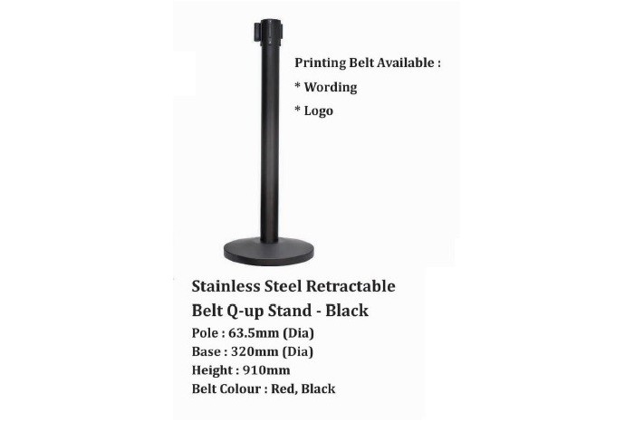 Stainless Steel Retractable Belt Q-up Stand - Black