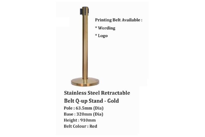 Stainless Steel Retractable Belt Q-up Stand - Gold