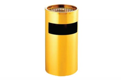 Stainless Steel Bin Round c/w Ashtray Top (Gold-Electroplated)