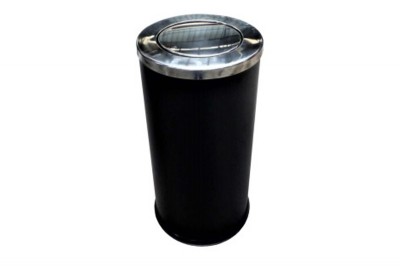 Stainless Steel Bin Round c/w Flip Top (Black Powder Coated)