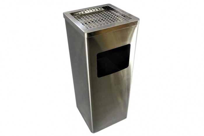 Stainless Steel Bin Square c/w Ashtray Top