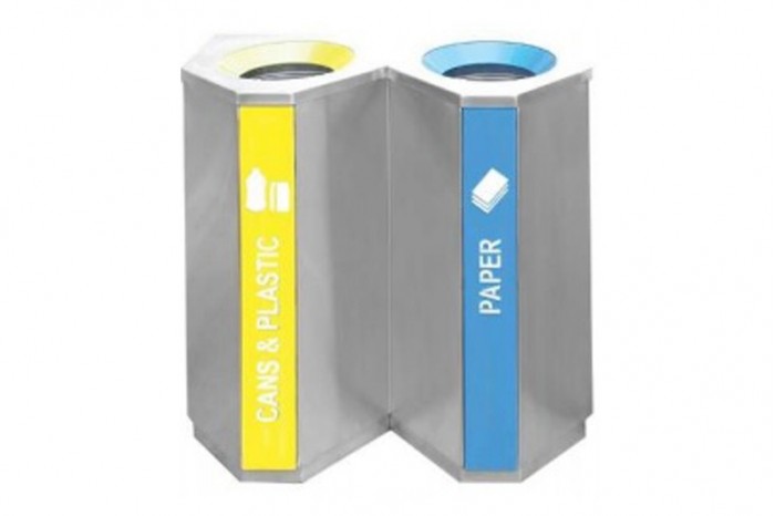 Stainless Steel Recycle Bin Triangle 2 in 1