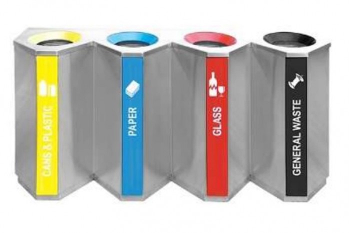 Stainless Steel Recycle Bin Triangle 4 in 1