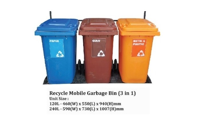 Recycle Mobile Garbage Bin (3 in 1)