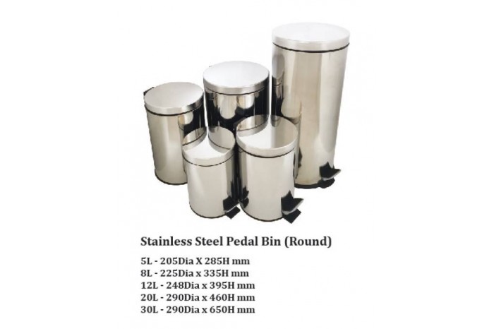 Stainless Steel Pedal Bin (5L, 9L, 12L, 20L, 30L)