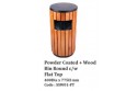 Powder Coated + Wood Bin Round c/w Flat Top