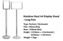 Stainless Steel A4 Display Stand - Long Pole