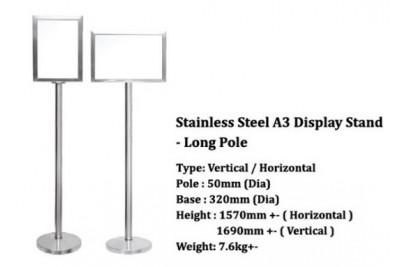 Stainless Steel A4 Display Stand - Long Pole