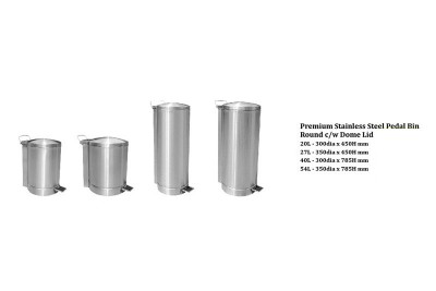 Premium Stainless Steel Pedal Bin Round c/w Dome Lid