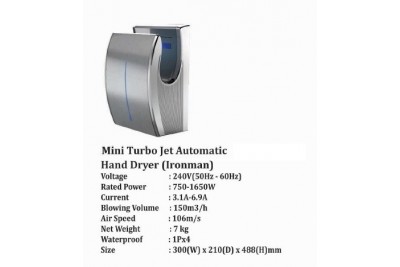 Stainless Steel Mini Turbo Jet Automatic Hand Dryer (Ironman)